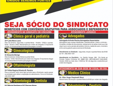 Benefícios para os sócios do Sindicato