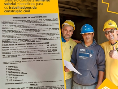 Trabalhadores da Construção Civil garantem 5,33% de aumento real