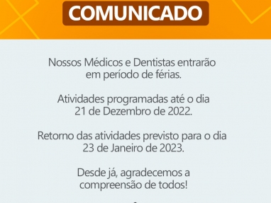 Atenção! Recesso de fim de ano 